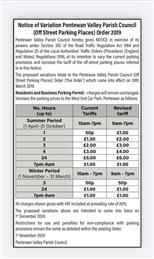 Pentewan Village Car Park Charges Increase.